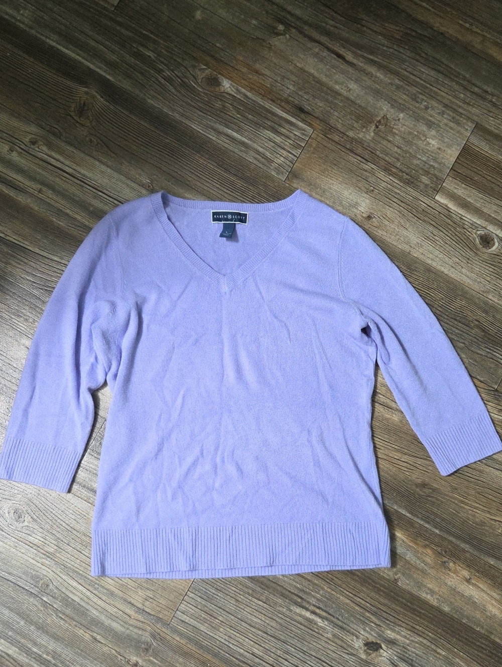 Karen Scott Lavender V-Neck Sweater